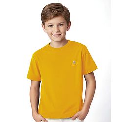 Pine Kids Cotton Knit Half Sleeves T-Shirt with Logo Print - Lemon