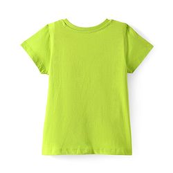 Pine Kids Cotton Knit Half Sleeves T-Shirt with Glitter Text Print - Limegreen