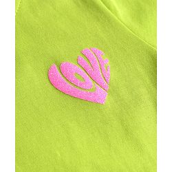 Pine Kids Cotton Knit Half Sleeves T-Shirt with Glitter Text Print - Limegreen