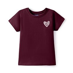Pine Kids Cotton Knit Half Sleeves T-Shirt with Glitter Text Print - Limegreen