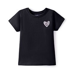 Pine Kids Cotton Knit Half Sleeves T-Shirt with Glitter Text Print - Limegreen