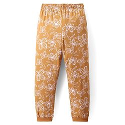 Pine Kids Single Jersey Knit Half Sleeves Night Suit with Floral Print - Brown