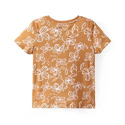 Pine Kids Single Jersey Knit Half Sleeves Night Suit with Floral Print - Brown