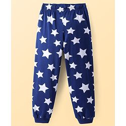 Pine Kids Single Jersey Knit Half Sleeves Night Suit with Stars Print - Blue