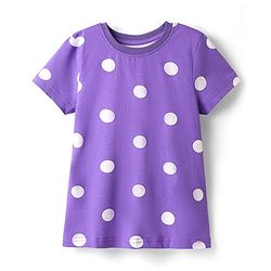 Pine Kids Single Jersey Knit Half Sleeves Co-ords Night Suit with Polka Dots Print - Purple