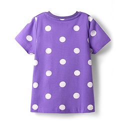 Pine Kids Single Jersey Knit Half Sleeves Co-ords Night Suit with Polka Dots Print - Purple