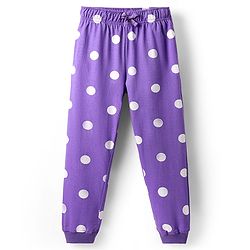 Pine Kids Single Jersey Knit Half Sleeves Co-ords Night Suit with Polka Dots Print - Purple