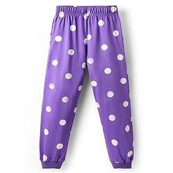 Pine Kids Single Jersey Knit Half Sleeves Co-ords Night Suit with Polka Dots Print - Purple