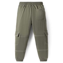 Pine Kids Knit Full Length Solid Lounge Pant with Pocket - Olive Green
