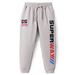 Pine Kids Knit Full Length Lounge Pant with Text Print - Grey