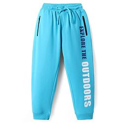 Pine Kids Knit Full Length Lounge Pant with Text Print - Light Blue