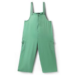 Pine Kids Cotton Woven Half Sleeves Inner Top & Dungaree with Bon Appetitt Text Print - Light Green & Green