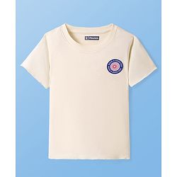 Pine Kids Cotton Kit Text Printed Dungarees & Half Sleeves T-Shirt - Golden