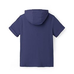 Pine Kids Cotton Knit Half Sleeves  Textured Hooded T-Shirt - Olive Green