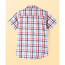Pine Kids Cotton Woven Half Sleeves Checkered Shirt with Text Printed T-Shirt - Red