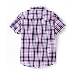 Pine Kids Cotton Woven Half Sleeves Check Shirt with Text Print Inner Tank T-Shirt - Pink & Black