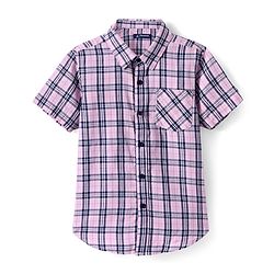 Pine Kids Cotton Woven Half Sleeves Check Shirt with Text Print Inner Tank T-Shirt - Pink & Black