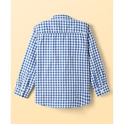 Pine Kids Cotton Woven Full Sleeves Checkered Shirt With T-Shirt - Blue