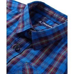 Pine Kids Cotton Woven Full Sleeves Checks Shirt With Text Printed T-Shirt - Navy Blue & Red