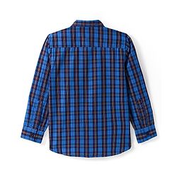 Pine Kids Cotton Woven Full Sleeves Checks Shirt With Text Printed T-Shirt - Navy Blue & Red