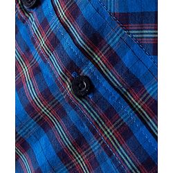Pine Kids Cotton Woven Full Sleeves Checks Shirt With Text Printed T-Shirt - Navy Blue & Red
