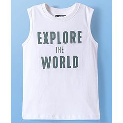 Pine Kids Cotton Woven Half Sleeves Checkered Shirt with Text Printed T-Shirt - White & Green