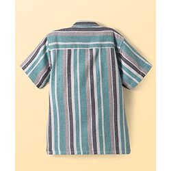 Pine Kids Cotton Woven Half Sleeves Striped Shirt with T-Shirt - Mint Green & White