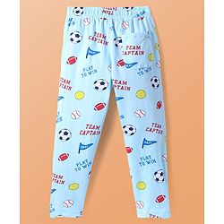 Pine Kids Single Jersey Knit Half Sleeves Night Suit With Sports Theme Print - Light Blue