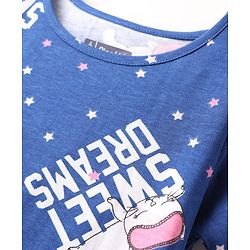 Pine Kids Single Jersey Knit Half Sleeves Nighty with Sweet Dreams Text Print - Navy Blue