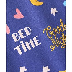 Pine Kids Single Jersey Knit Half Sleeves Night with Text Print - Royal Blue