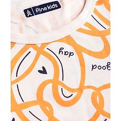 Pine Kids Single Jersey Knit Half Sleeves Shorts Night Suit With Hearts Print - White