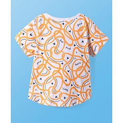 Pine Kids Single Jersey Knit Half Sleeves Shorts Night Suit With Hearts Print - White