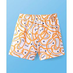 Pine Kids Single Jersey Knit Half Sleeves Shorts Night Suit With Hearts Print - White