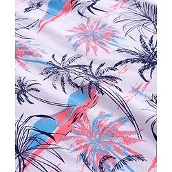 Pine Kids Single Jersey Knit Half Sleeves Shorts Set with Beach Theme Print - White