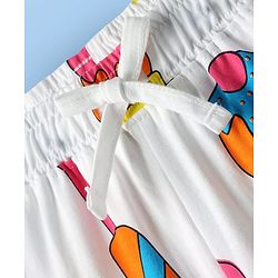 Pine Kids Cotton Knit Half Sleeves Co-Ord Capri Night Suit with Ice -Cream Print - White