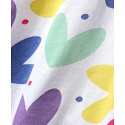 Pine Kids Single Jersey Knit Half Sleeves Nighty with Heart Print - White