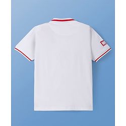 Pine Kids Marvel Cotton Knit Half Sleeves Polo T-Shirt With Avengers Graphics - White