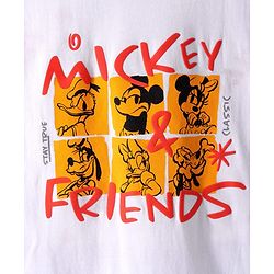 Pine Kids Disney Cotton Knit Oversized & Drop Shoulder T-Shirt With Mickey Mouse Front & Back Graphic -  White & Red