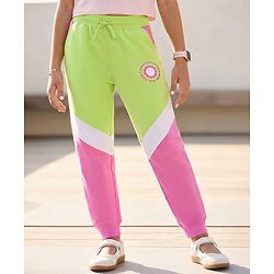 Pine Kids Knit Full Length Cut & Sew Lounge Pant with Smiley Print - Neon Pink & Green