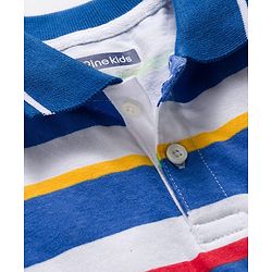 Pine Kids Cotton Knit Half Sleeves Striped Polo T-Shirt - Multicolor