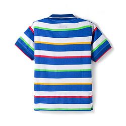Pine Kids Cotton Knit Half Sleeves Striped Polo T-Shirt - Multicolor