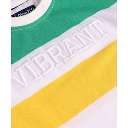 Pine Kids Cotton Knit Half Sleeves T-Shirt with Stripes - White Green Red