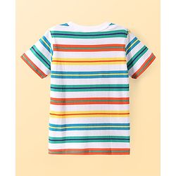 Pine Kids Cotton Knit Half Sleeves Striped T-Shirt - White