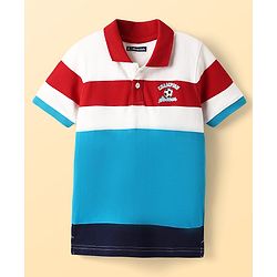 Pine Kids Cotton Knit Half Sleeves Striped Polo T-Shirt - Multicolor