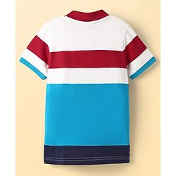 Pine Kids Cotton Knit Half Sleeves Striped Polo T-Shirt - Multicolor