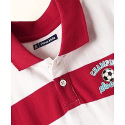Pine Kids Cotton Knit Half Sleeves Striped Polo T-Shirt - Multicolor