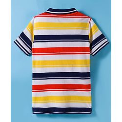Pine Kids Cotton Knit Half Sleeves Striped Polo T-Shirt - Multicolor