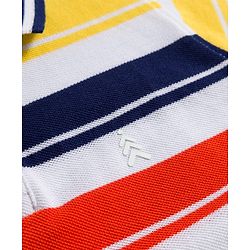 Pine Kids Cotton Knit Half Sleeves Striped Polo T-Shirt - Multicolor