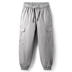 Pine Kids Cotton Elastane Woven Full Length Trouser With Cargo Pockets - Grey