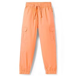 Pine Kids Cotton Elastane Knit Full Length Trouser With Cargo Pockets - Orange